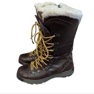Merrell Natalya Waterproof Brown Leather Faux Fur Lace up Boots 7.5 Gorpcore
